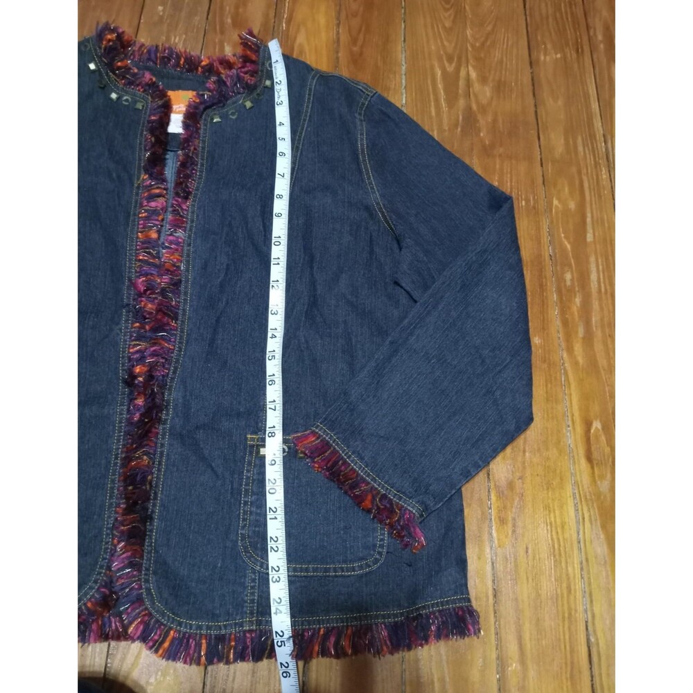 Hearts of Palm Jacket Women Size 16 Jean Jacket with Fringe - Picture 7 of 9